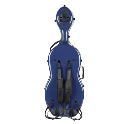 Caisse dure de violoncelle durable normal de fibre de verre avec la couleur bleue de roues